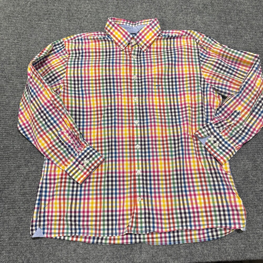 Fynch-Hatton Shirt Mens XL Multicolor Check Cotton Long Sleeve Button Up Casual
